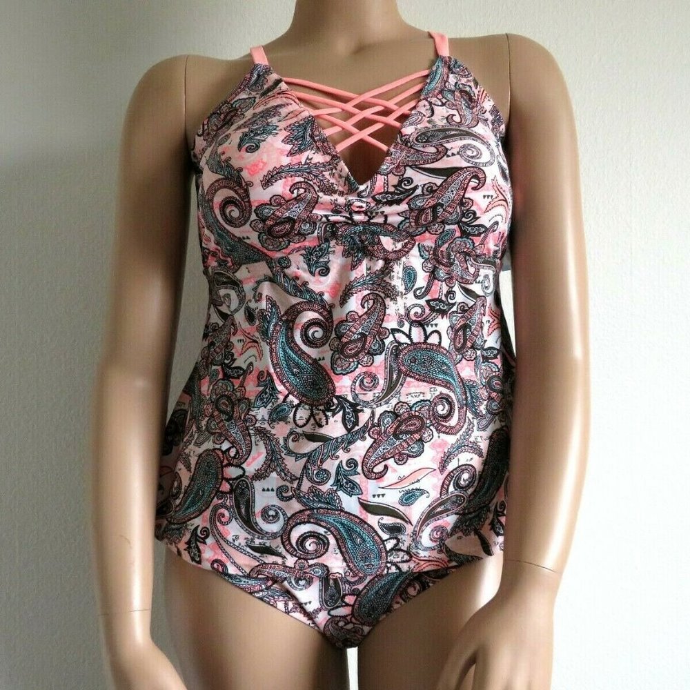 2 Piece Tankini Strappy Swimsuit Plus Size 3X